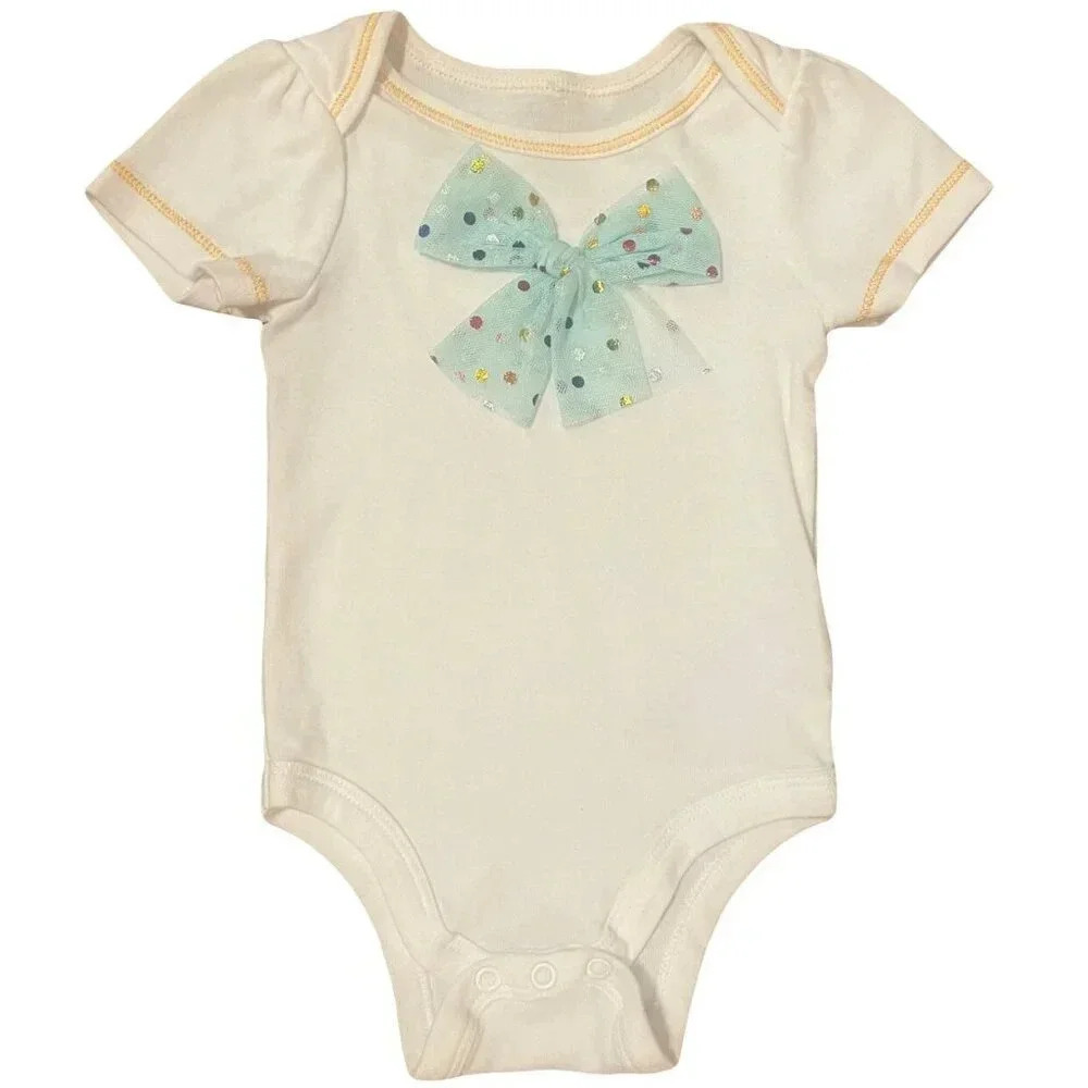 12 Month One Piece With Blue Tulle Bow